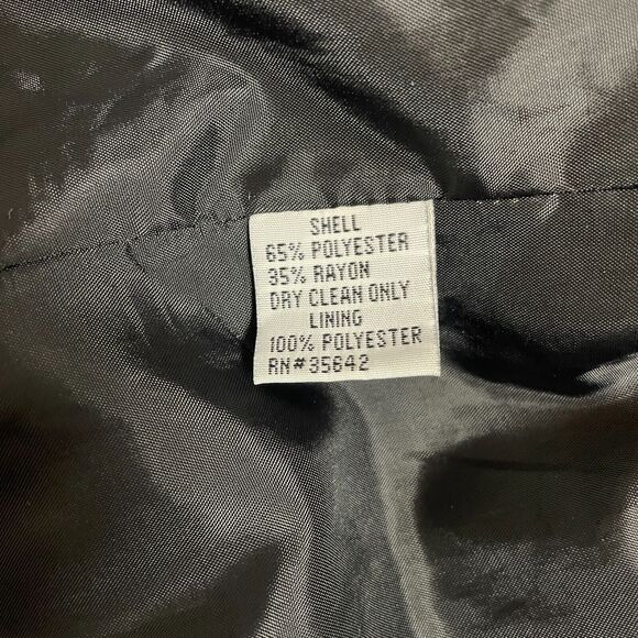 Vintage Jacket Size 14 Black White Houndstooth Full Zip Faux Leather Trim 90s - Picture 10 of 13